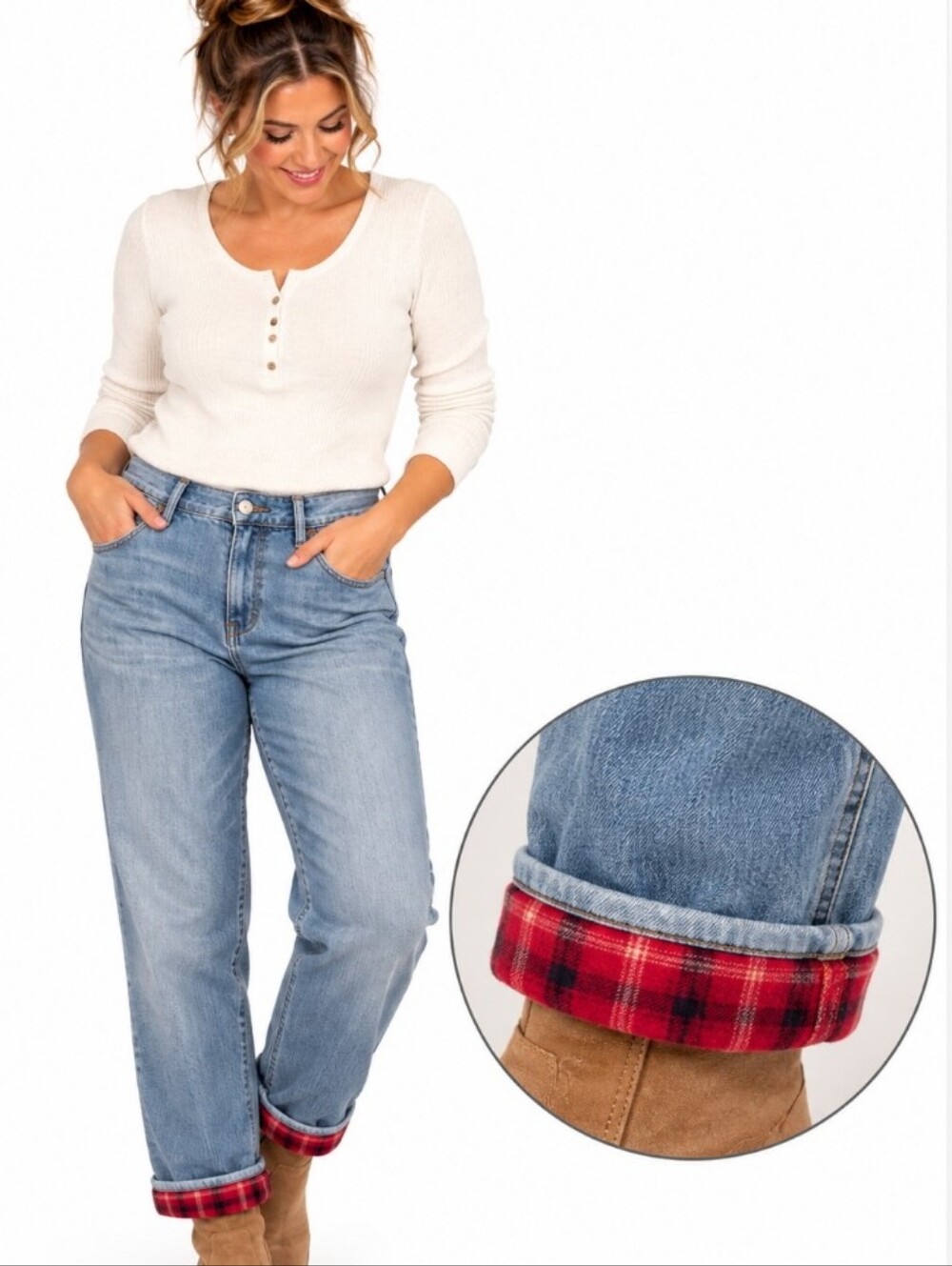 Eddie Bauer Women’s 18 Curvy Fit Straight Leg Flannel Lined Blue Jeans Specially